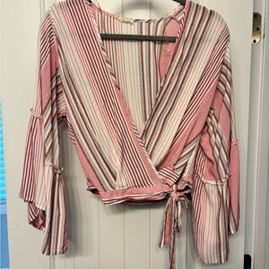 Hummingbird Red and White Striped Blouse